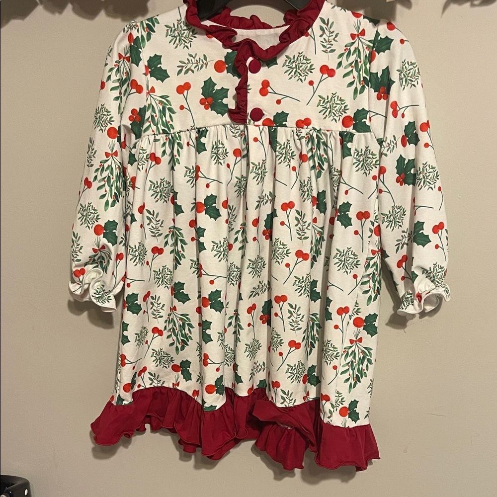 Christmas girls dress pajamas mistletoe 4T Southern Bay Smocking Company